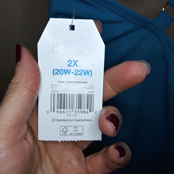 Time And Tru Turquoise Belted One-Piece Swimsuit - Picture 7 of 10